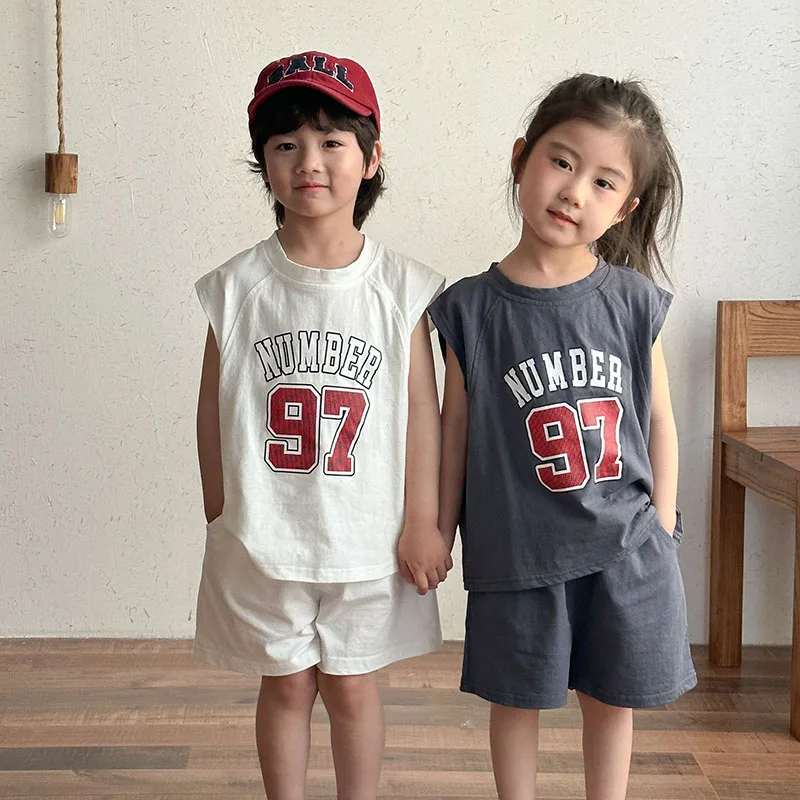 Cotton Summer Sports Set for Kids Boys Girls