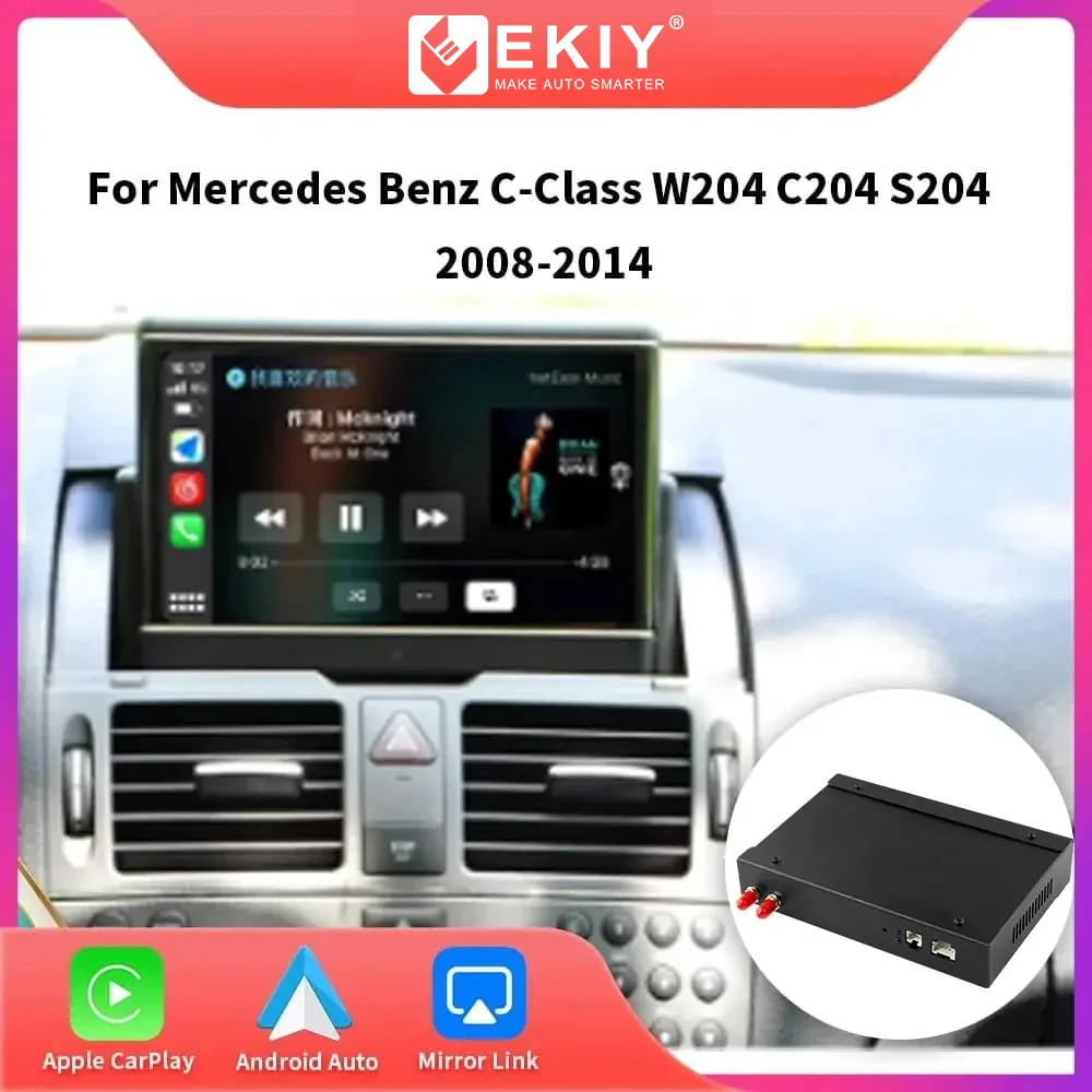 메르세데스 벤츠 C 클래스 W204 C204 S204 용 EKIY 무선 CarPlay 2008-2014 NTG 4.0 NTG 4.5 안드로이드 Auto Airplay 미러 링크 DSP