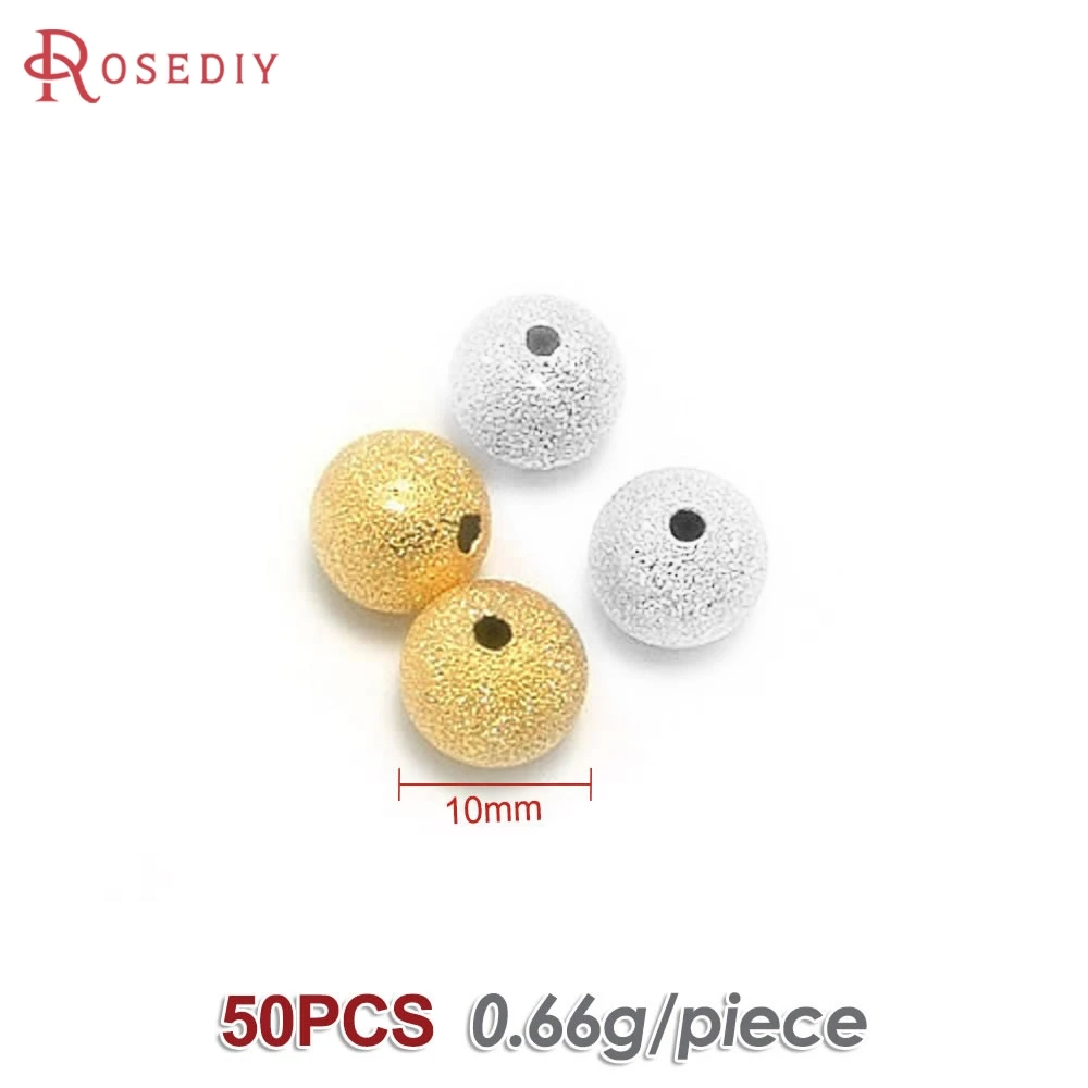 Gold Brass Frosted Matte Round Beads for Jewelry Making - 18K Gold Color, Multiple Sizes