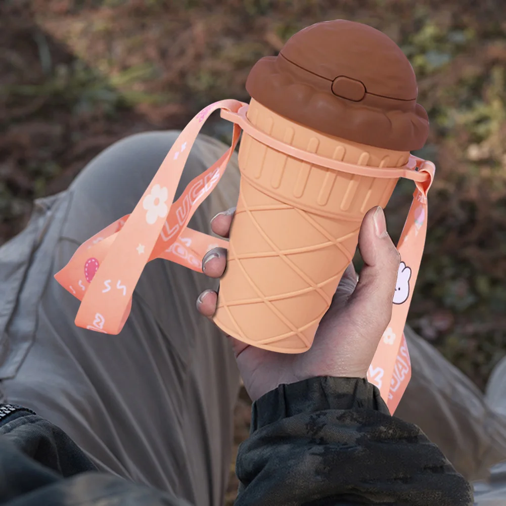 500Ml Drinking Cup With Straw Ice Mold Drinking Water Bottle Leak-Proof Cute Water Bottles With Adjustable Strap