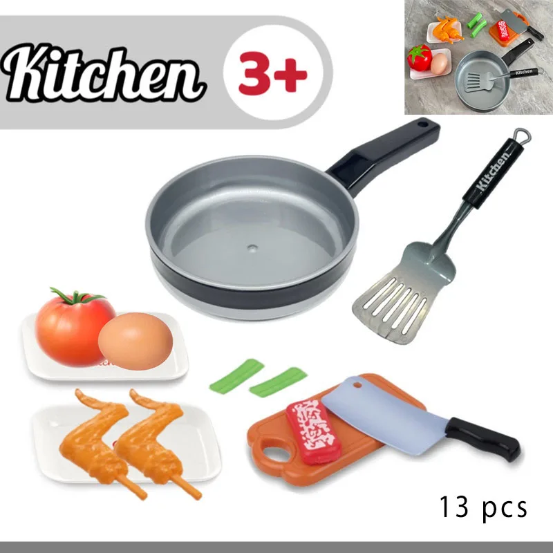 Kids Kitchen Toys Kitchen Game Set Pretend Play Food Games Simulation Vegetable Chicken Wings Pan Cooking Toys For Girls Gifts