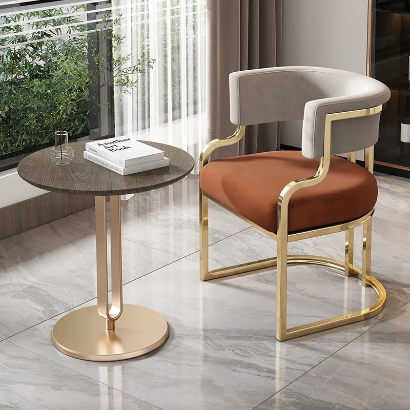 

Modern Nordic Dining Chair Hotel Beauty Salon Relax Reception Sofa Chair PU Leather Nail Salon Chaise Home Furniture D10C