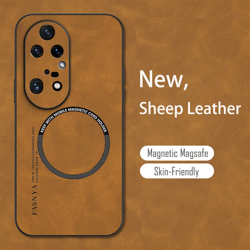 Vintage Sheepskin Magnetic Leather Phone Case Cover with MagSafe Compatibility