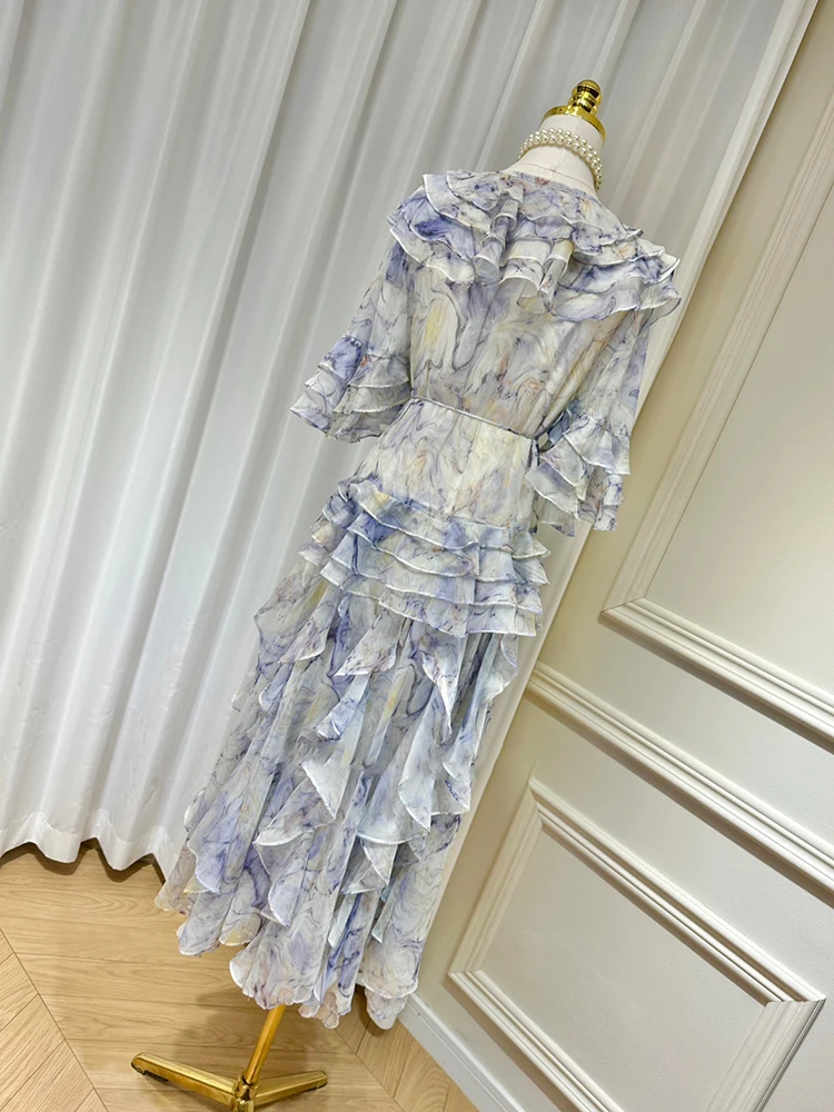 GALCAUR-فساتين نسائية مرقعة بكشكشة, رقبة مستديرة, أكمام فراشة, خصر عالي, مربوط بأربطة, ضرب اللون, أنيق, أنثى 3 GALCAUR-فساتين نسائية مرقعة بكشكشة, رقبة مستديرة, أكمام فراشة, خصر عالي, مربوط بأربطة, ضرب اللون, أنيق, أنثى 3