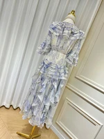 GALCAUR-فساتين نسائية مرقعة بكشكشة, رقبة مستديرة, أكمام فراشة, خصر عالي, مربوط بأربطة, ضرب اللون, أنيق, أنثى 1