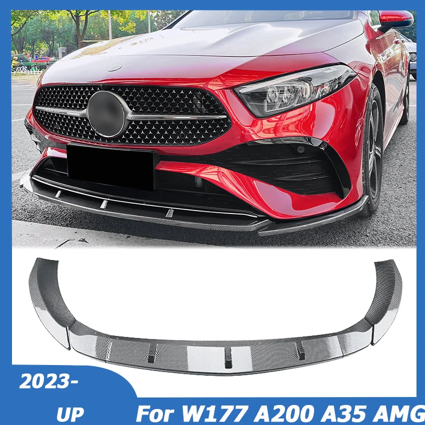 

For Mercedes Benz A Class W177 A180 A200 A35 AMG 2023+ Front Bumper Lip Splitter Diffuser Body Kit Spoiler Guard Car Accessories