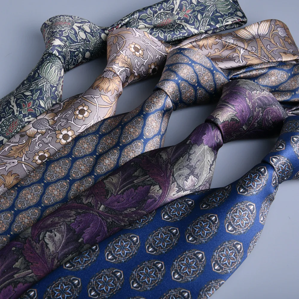 Vintage Silk Ties Men Fashion 8cm Flower Floral Necktie For Men Wedding Business Meeting Gravata Soft Printing Tie Wed Gifts woven necktie