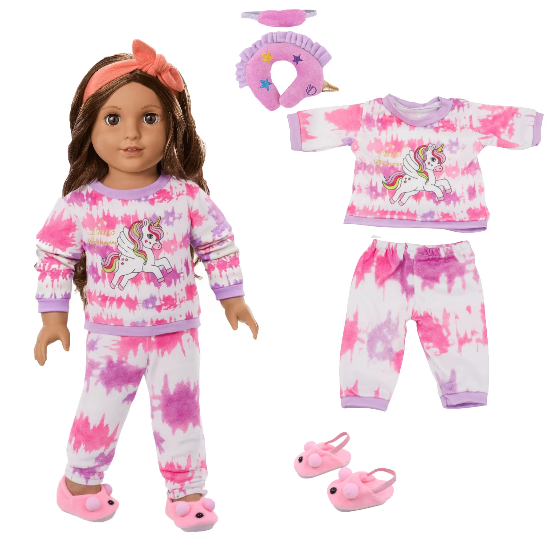 Niedliche Puppenkleidung + Plüsch-Hausschuhe U – für 43 cm große Babypuppen, Kleidung, Zubehör, 18 Zoll, amerikanische Puppe, Mädchenspielzeug, Weihnachtsgeschenk – Detail 6
