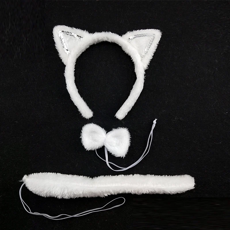 Cosplay Costume Kids Party Cat Ear Headband Hairband Gloves Performance Stage Dance Wear Set Clothes Halloween