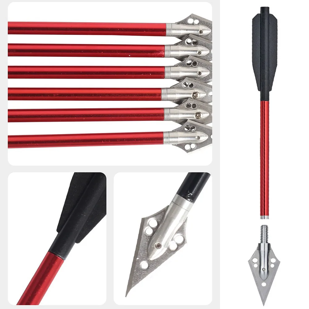 Aluminum Crossbow Bolts with Steel Broadheads for Outdoor Hunting and Target Shooting