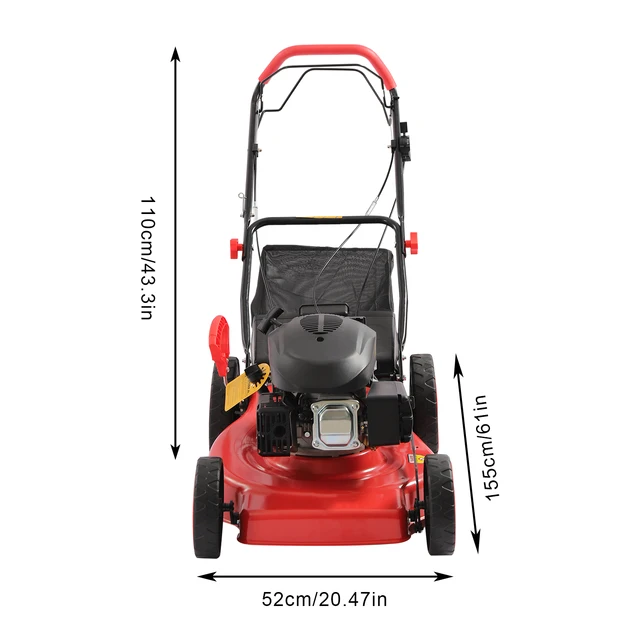 4-Stroke Push Petrol Lawn Mower 8Gear Adjustable Height Self Propelled 3-in-1 with Bag Garden Mowing Tool 6