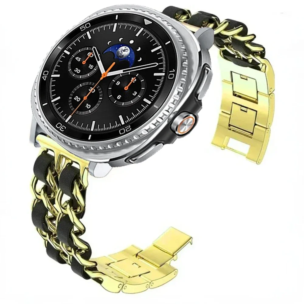 Stylish Metal & Leather Strap Fashion Wristband