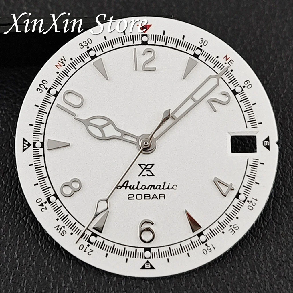 Green Luminous Retro Matte Watch Dial with Hands, 28.5mm