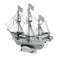 Golden deer boat 3D Metal Puzzle model kits DIY Laser Cut Puzzles Jigsaw Toy For Children 1