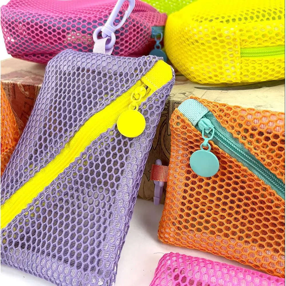 Lightweight Mesh Zipper Bags Portable Space Saving Travel Toiletry Pockets Rotary Hook Large Capacity Mini Makeup Pouch Home 5