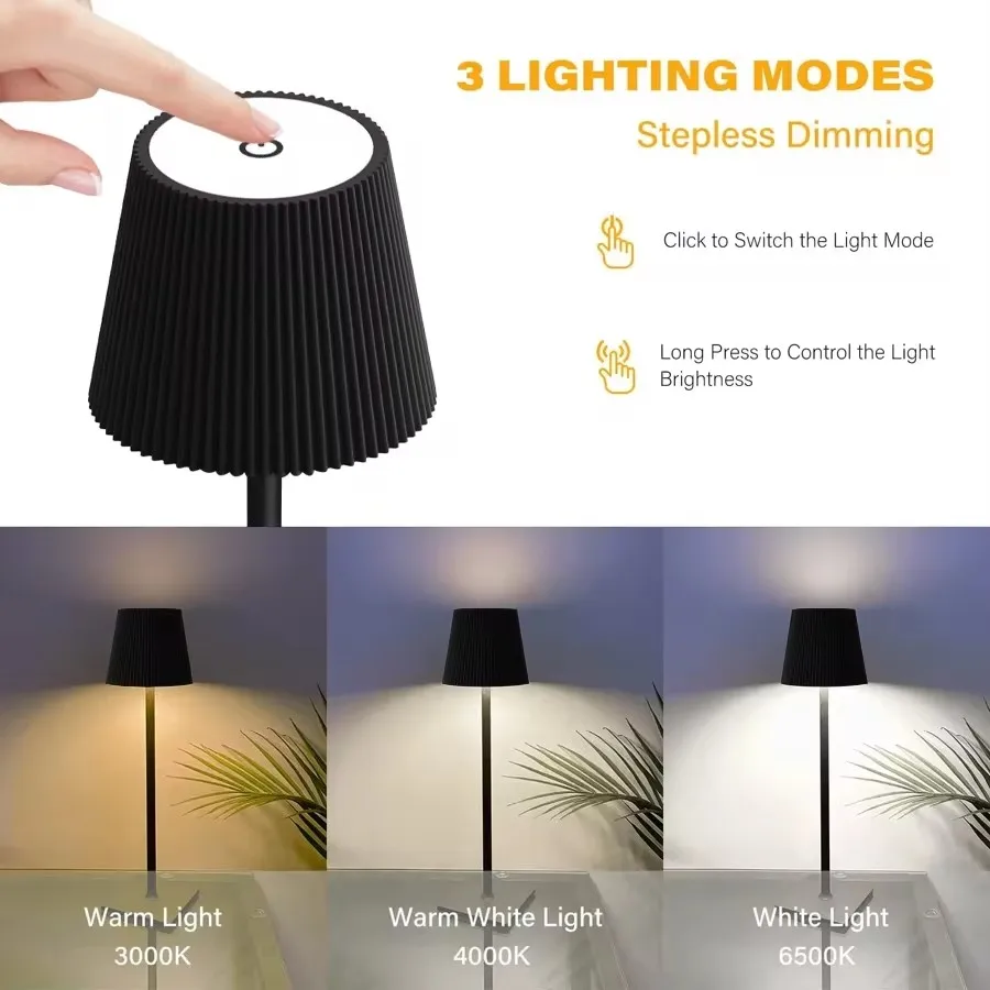 LED Desk Lamp Touch Switch 3 Colors Dimming Rechargeable For Bar Restaurant Study Club Dinner Ambiance Decor Table Lighting 3