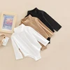 0-24M Baby Boys Girls Romper Toddler Infant Solid Color Long Sleeve Turtleneck High Stretch Bodysuit 2