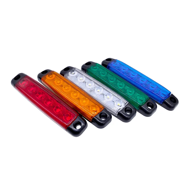 Car Warning Lamp 2Pcs 6LED 12V/24V Truck Trailer Side Marker Indicators Clearance Light Car Brake Rear Highlight Tail Light Warning Signal Lamp