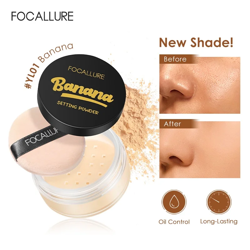 Setting Powder Loose Powder Face Powder Focallure Face Loose Powder 3 Colors Ultra-Light Perfect Finishing Makeup Powder Waterproof Translucent Setting Cosmetic