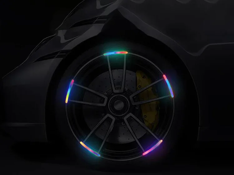 For Car Motorcycle, Bicycle Wheels, Seven-Color Laser Car Decoration Accessories Anti-Collision Reflective Warning Stickers