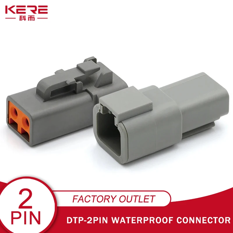 

KERE DT04 Kit Gray Deutsch Waterproof 2 Pin Core Automotive Car Motor PA66 Connector Harness Male Female Plug Terminal