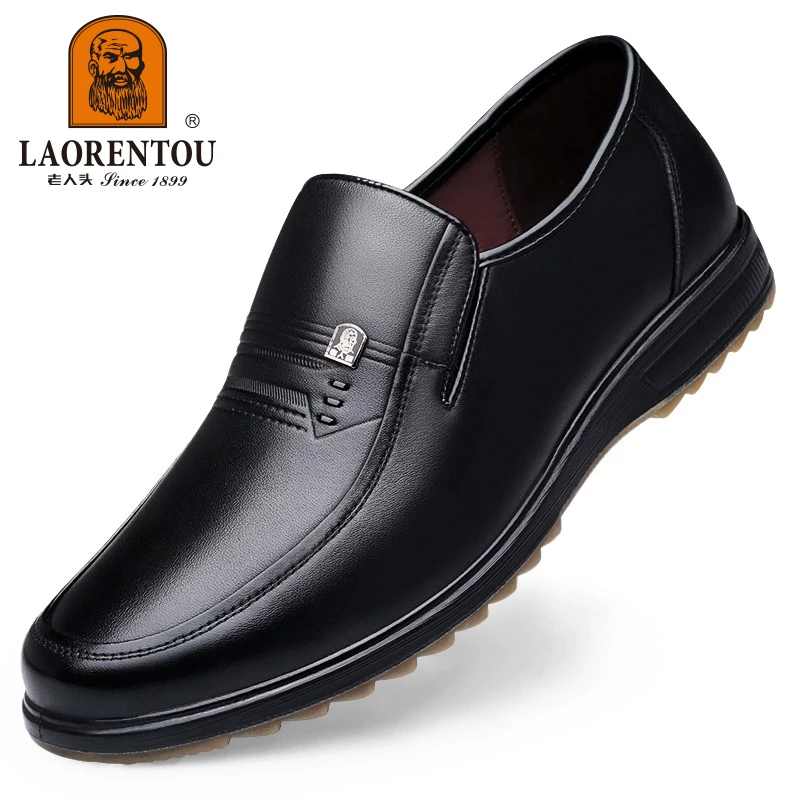 LAORENTOU genuine leather breathable cow tendon sole soft sole anti slip casual leather shoes, size 37-47, dad's shoes 21067n 4