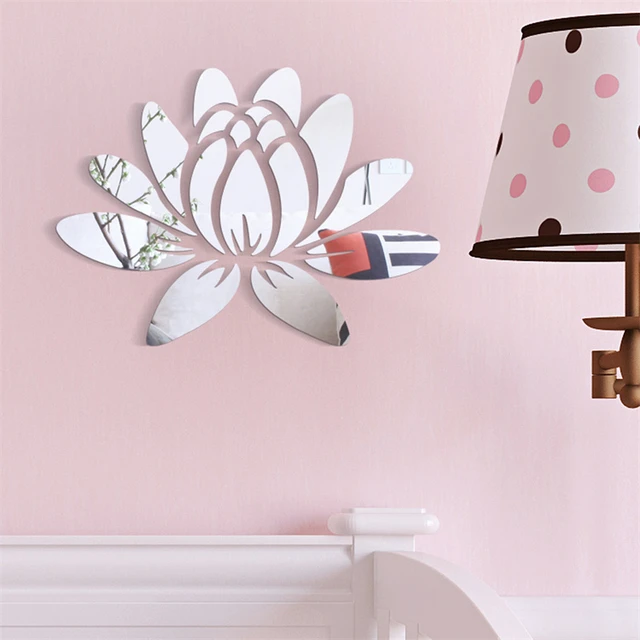 Fashion Flower 3D Mirror Wall Stickers Removable Decal Art Mural Home Decor