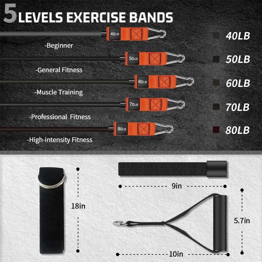 Resistance Bands, Exercise Bands, Workout Bands, Resistance Bands for Working Out with Handles for Men and Women, Exercising Ban