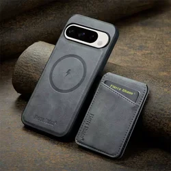 Magnetic PU Leather Detachable Wallet Phone Case with Card Holder - Google Pixel 8 Pro (Grey)