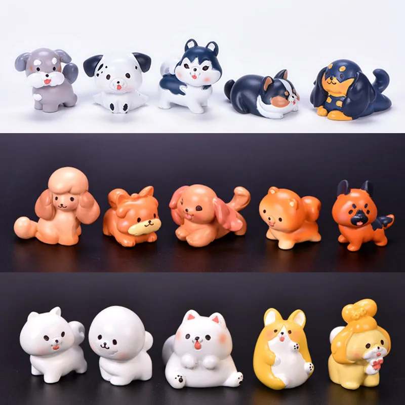 1Pc Corgi Dog Puppy Figurine Resin Cartoon Animal Model Diy Home Decor Miniature Fairy Garden Accessori Decorazione Per Torte Husky