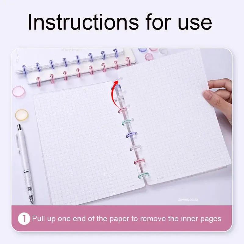 Mushroom Hole Binding Buckle 15/20mm Love Heart Discbound Discs Ring Suitable for Loose Leaf Notepad Planner Diary Book Business