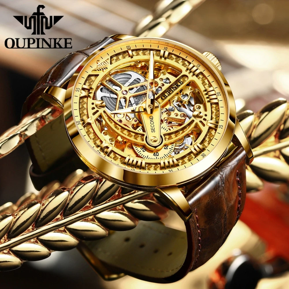 OUPINKE 럭셔리 브랜드 남성용 완전 자동 기계식 시계, 골드 방수 야광 오리지널 시계, 가격 인하 - AliExpress