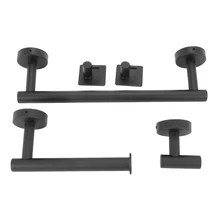 

HOT 5-Pieces Matte Black Bathroom Hardware Set Stainless Steel Round Wall Mounted - Includes 12 Inch Hand Towel Bar, Toilet Pape