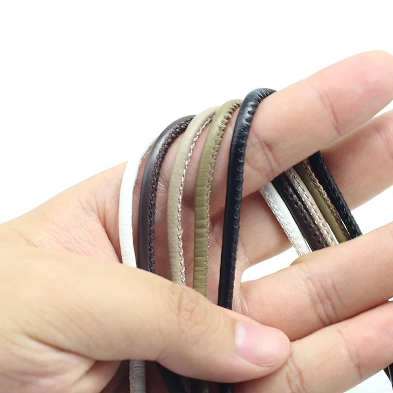2M colored high quality round leather rope 3mm round/flat strand PU rope suitable for necklace bracelet DIY jewelry