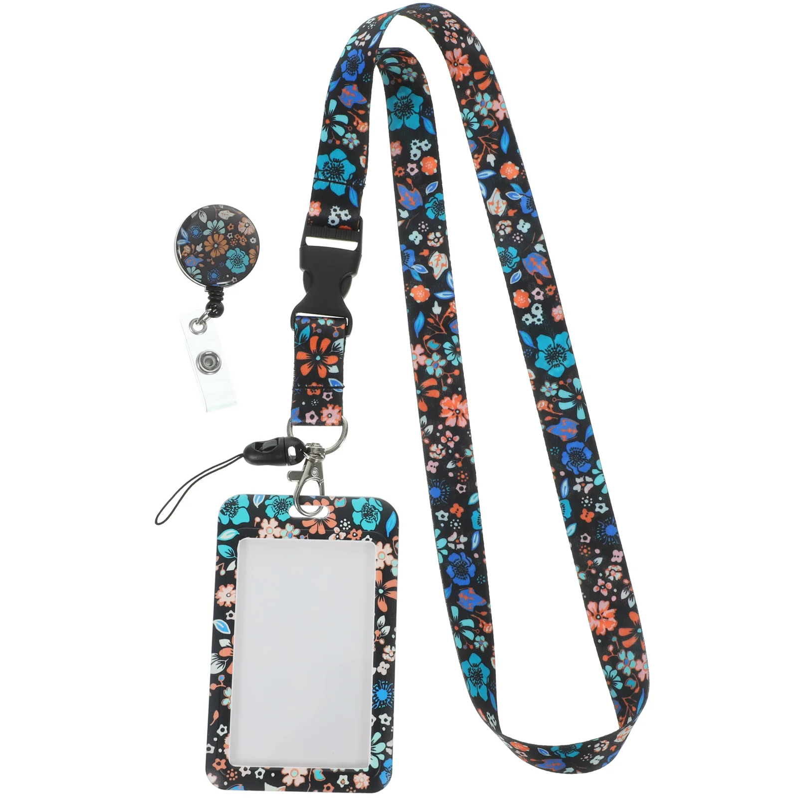 

Flower Pattern Tag Sleeve Name Tag Holder ID Holder with Lanyard Portable Card Holder Office Supply