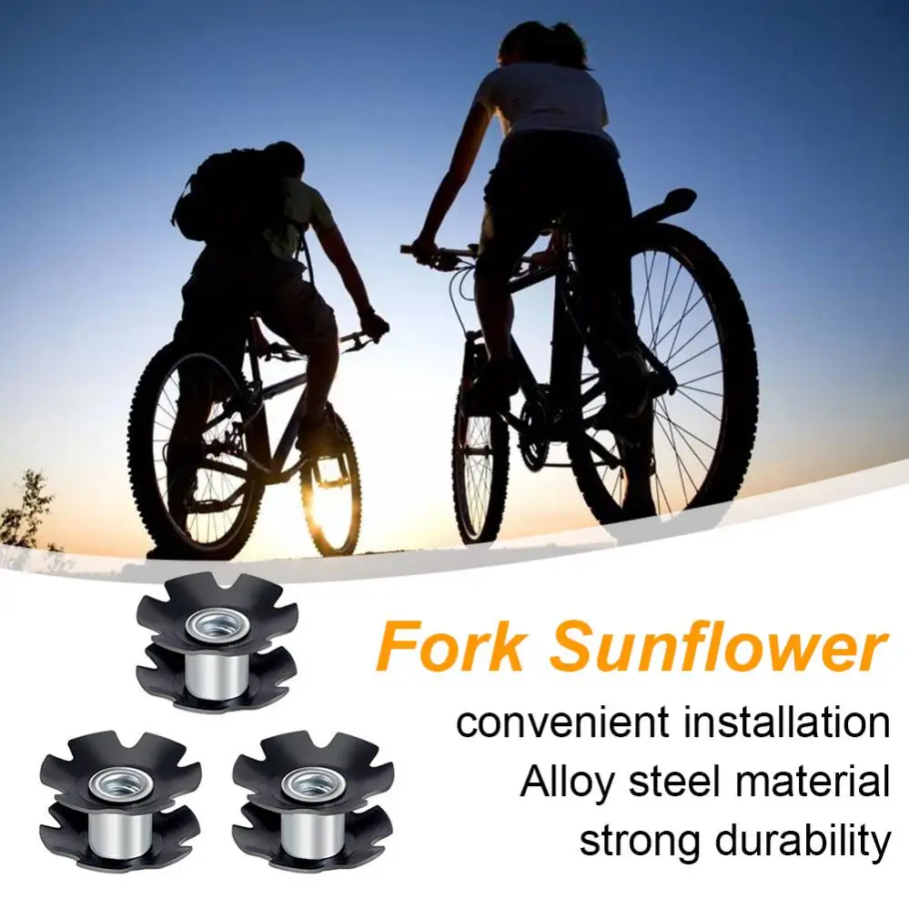 Bicycle Accessories 3pcs Bicycle Front Fork Mount Core Bowl Group Cycling Headset Star Nut Road Bicycle Steer Tube Bike Front Fork Star Nut for Bike