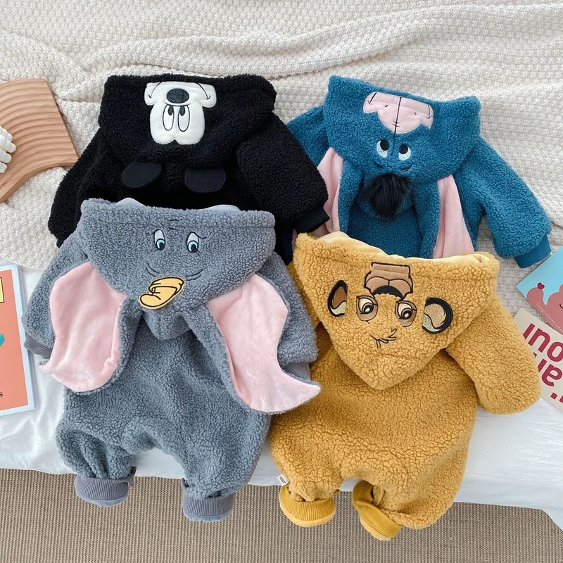Velvet Baby Romper Winter Clothes for Infants Toddler Plus Warm One-piece Hooded Animals Jumpsuits |