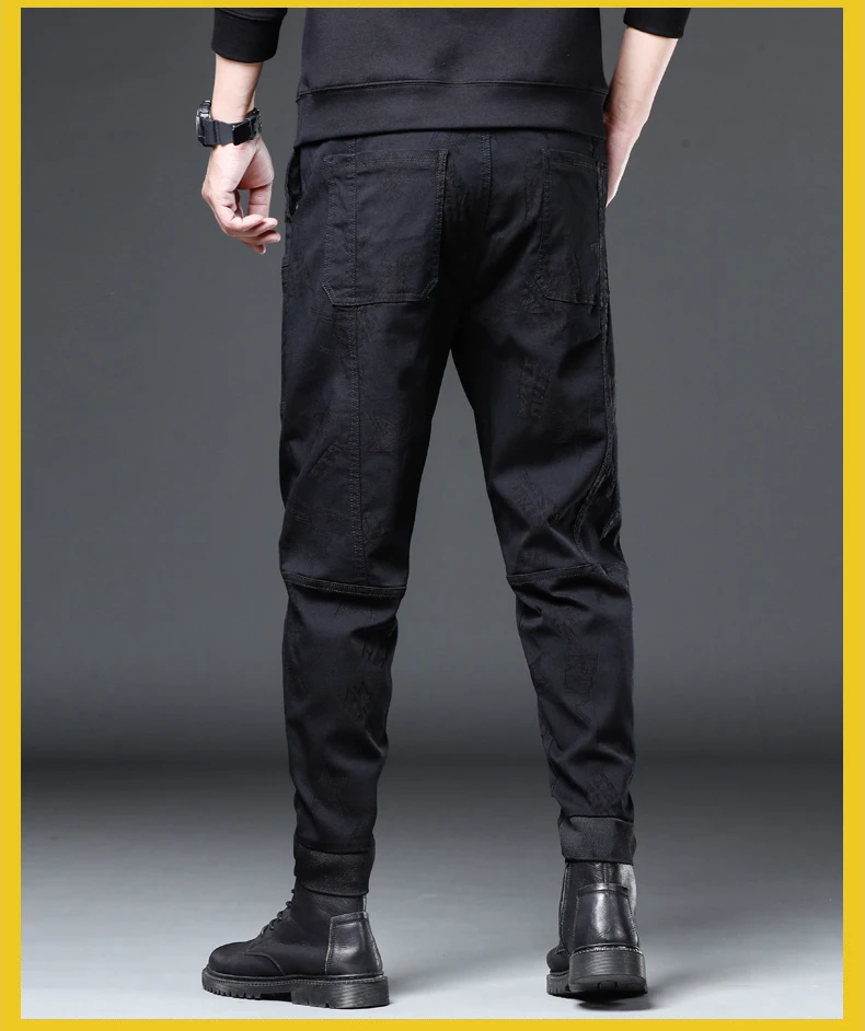 Große Größe 5XL 6XL Herbst männer Sechs Tasche Casual Hosen Schwarz Grau Stern Brief Muster Stretch Gerade Mode Hosen männlichen – Detail 11