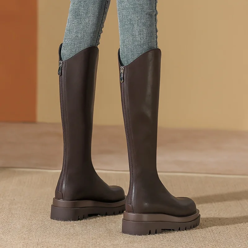 Long Tube Boots for Women in 2024 Fashion Thick Soled Heels Women Knight Boots Slim Temperament Shoes for Womens 41-198