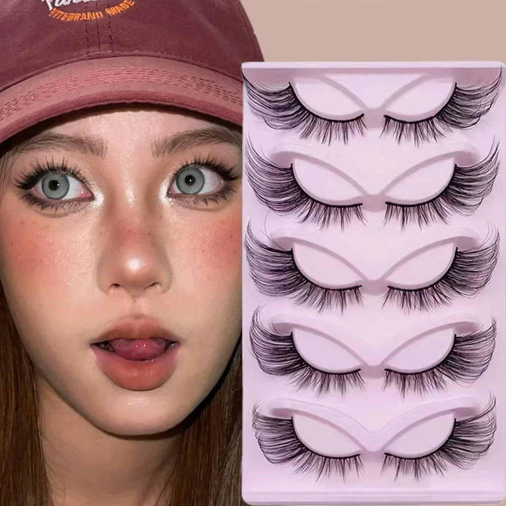 

5 Pairs Fox Eye 3D False Eyelashes - Natural Look, Dramatic Volume, Long & Thick Faux Mink Lashes