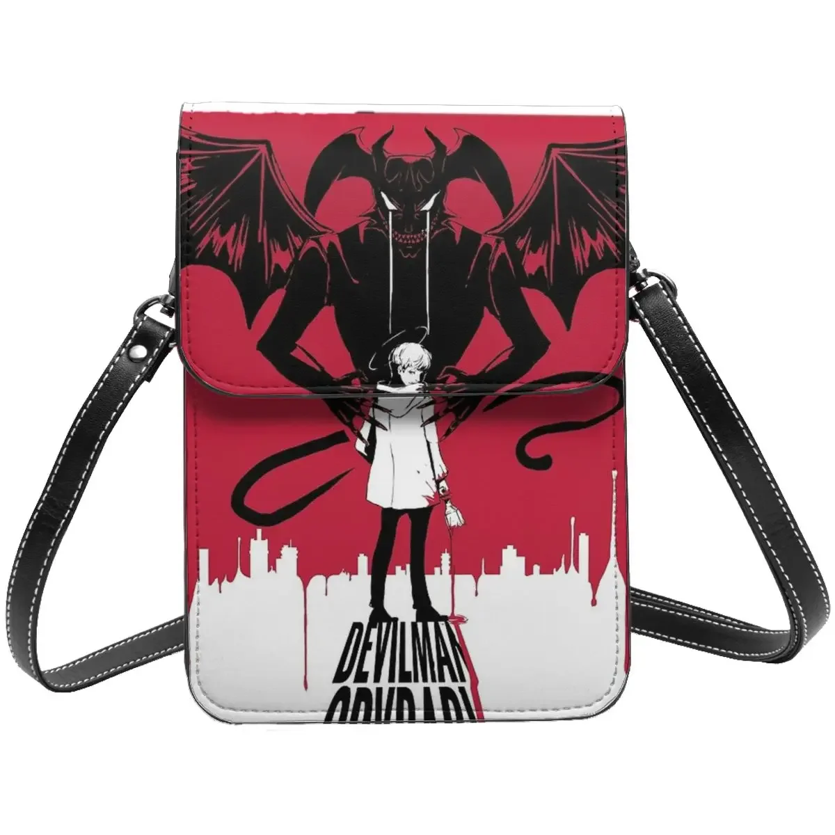 

Devilman Crybaby Anime Shoulder Bag Manga Akira Fudo Graphic Travel Leather Mobile Phone Bag Student Fashion Funny Bags