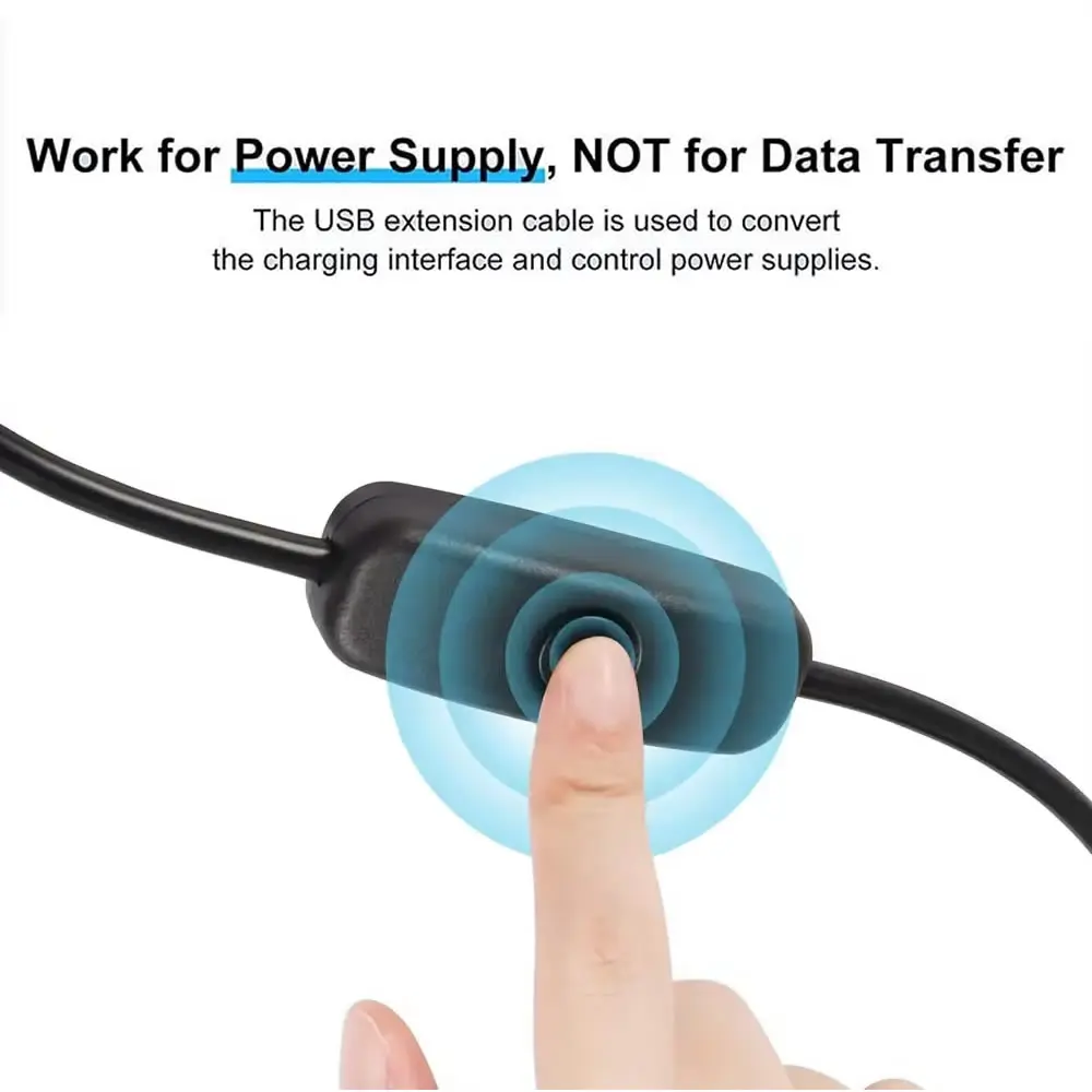USB 2.0 Extension Cable with On/Off Switch - Type C to USB Male to Female Adapter