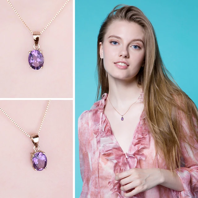 Order Surat Diamonds V Shaped Purple Amethyst and 925 Sterling Silver  Pendant with 18 IN Silver Finished Chain online at lowest prices in India  from Giftcart.com