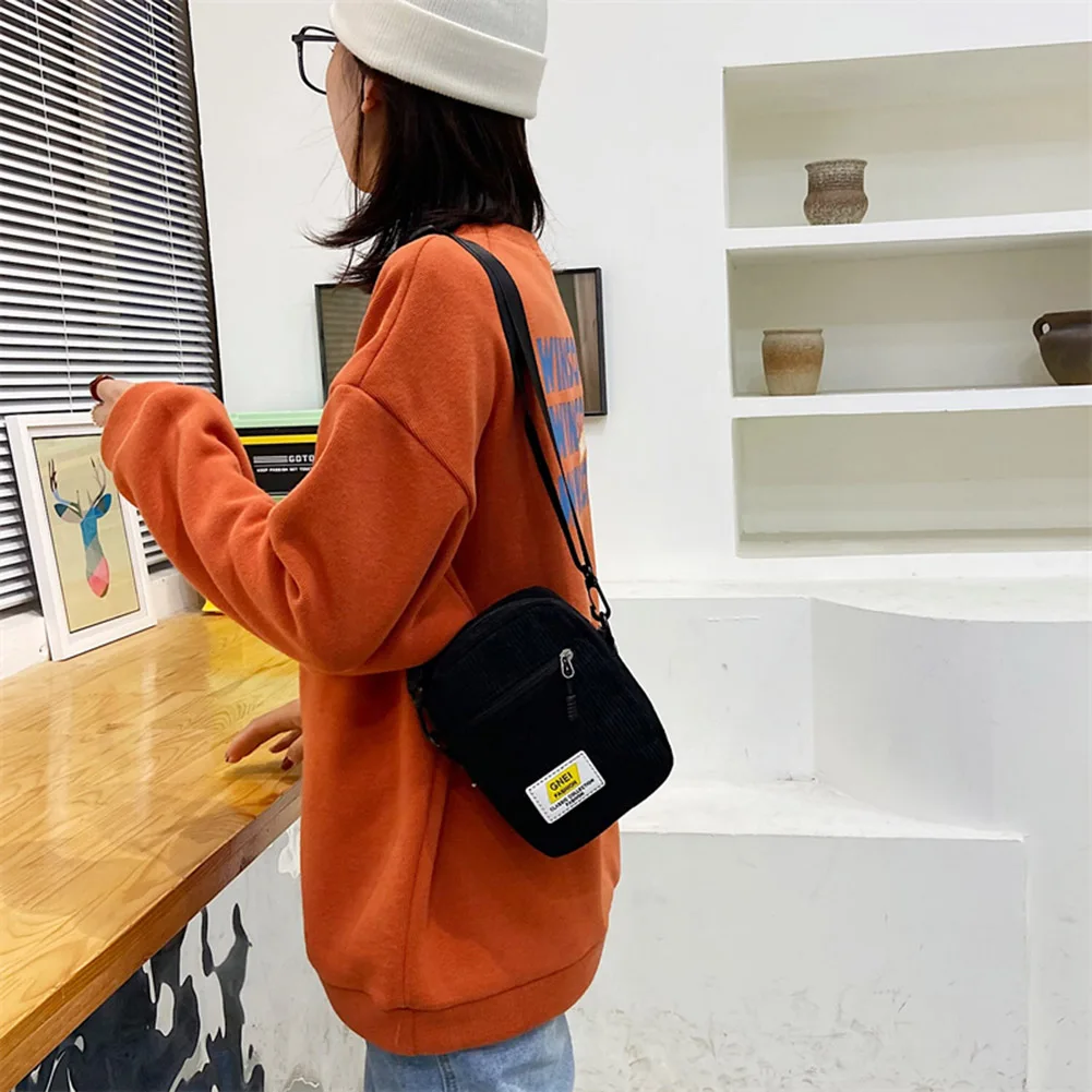All-match Ladies Shoulder Bag Fashion Corduroy Zipper Messenger Bag Autumn Winter Multi-layer Street Shoulder
