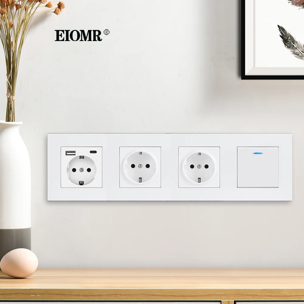 EIOMR EU ǥ  ġ  Ʈ, USB  C  Ʈ 16A 110-220V  ܼƮ  ÷  