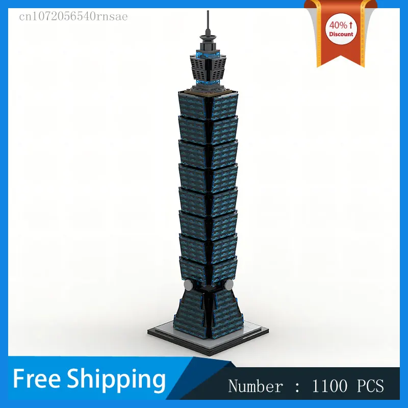 

Конструктор MOC из Тайбэя 101, здания-достопримечательности, модульная модель, сделай сам, кирпичи, креативная архитектурная коллекция, Рождественский подарок