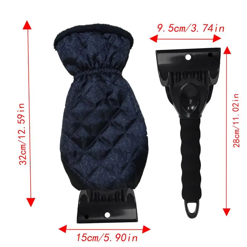 For Home Use Car Ice Scraper Windshield Scraper With Gloves Automobile Window Snow Removal Shovel Waterproof Warm Mittens For