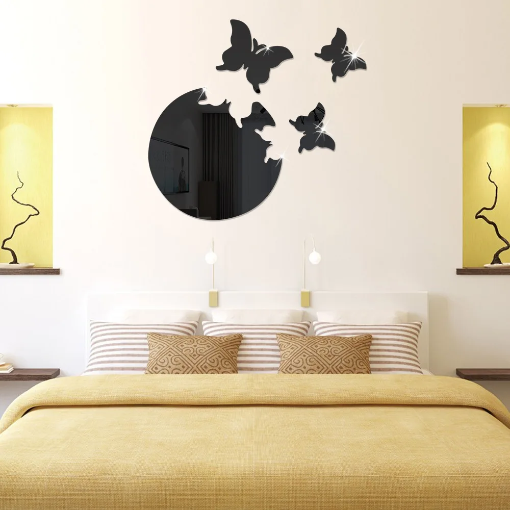 Acrylic Butterfly Wall Sticker Mirror Self-adhesive 3D Decoration Home Background Painting