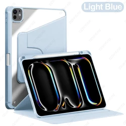 Versatile 360° Rotating iPad Pro Trifold Stand Case with Pencil Holder and Auto Wake/Sleep Function (Light Blue)