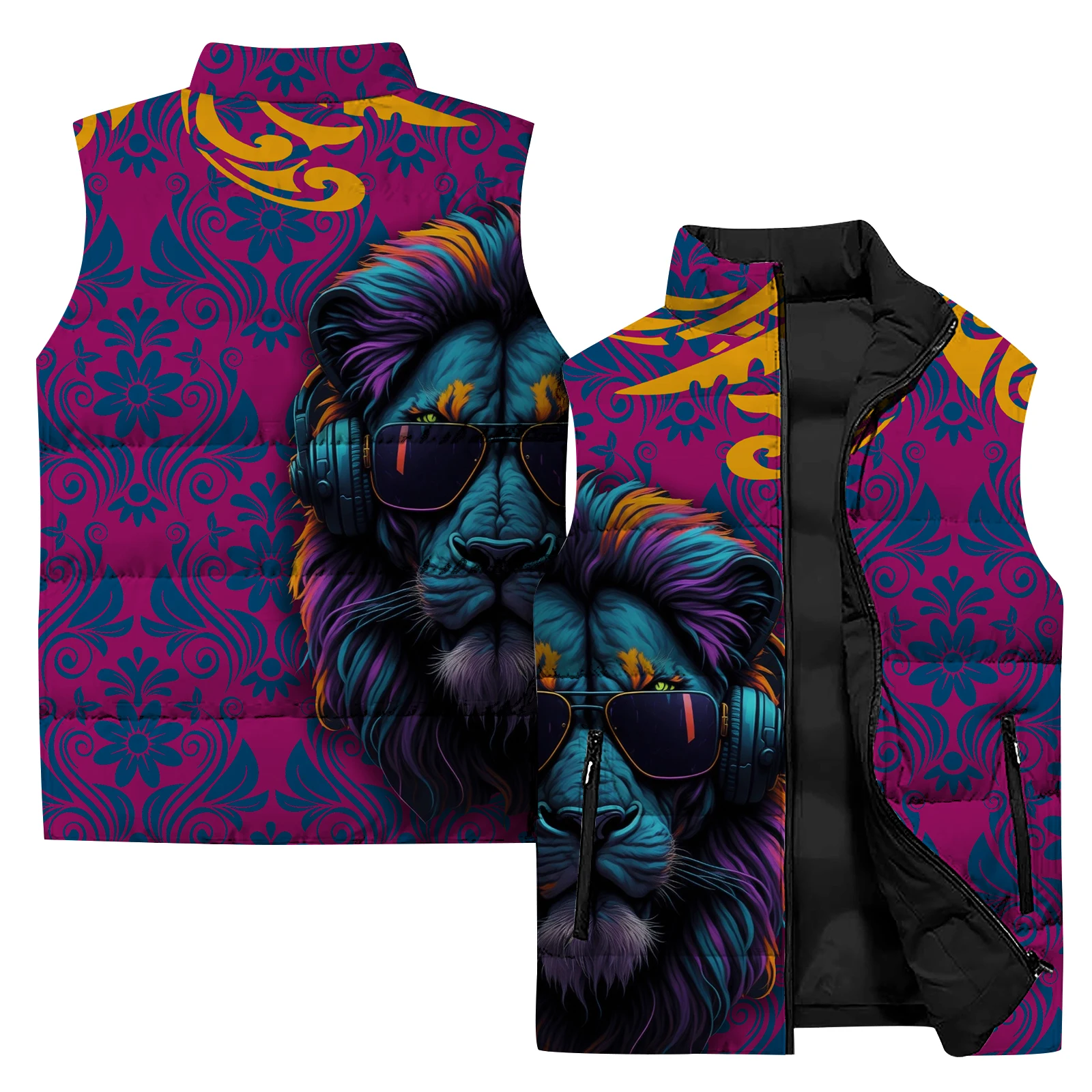 thumbnail image 1 of Nueva chaqueta sin mangas para hombre, chaleco con estampado animal colorido en 3D, chaqueta, abrigo para exteriores, ciclismo, camping, chaqueta cálida para hombre, ropa, 1 of 4